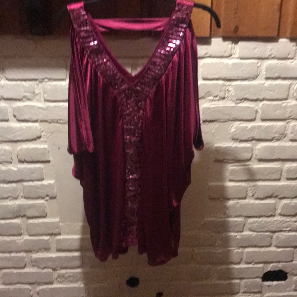 Satin, Sequined, Pink top.